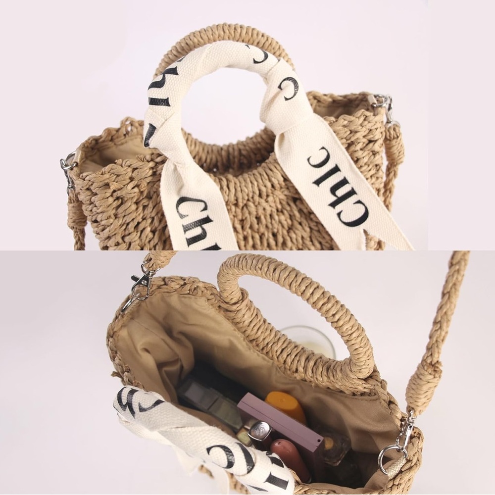 Chic Tan Woven Shoulder Bag - Picture 4 of 4